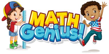 Mutlu çocuklar için resimli matematik dehası için yazı tipi tasarımı