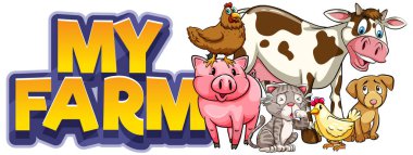 Kelimesi kelimesine font tasarımı. Çiftliğimde bir sürü hayvan resmi var.