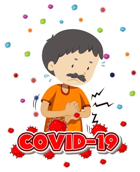 Projeto Cartaz Para Tema Coronavírus Com Ilustração Homem Doente — Vetor de Stock