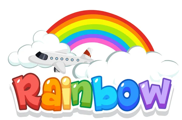 Projektowanie Czcionki Dla Word Rainbow Rainbow Sky Background Illustration — Wektor stockowy