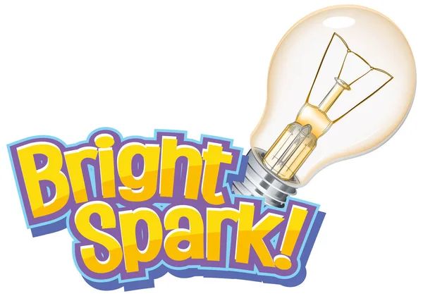 Lettertype Design Voor Woord Bright Spark Met Gloeilamp Illustratie — Stockvector