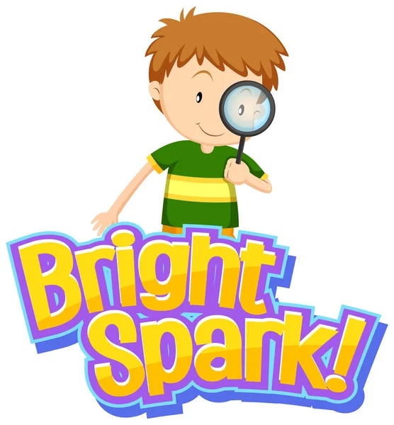 Návrh Písma Pro Word Bright Spark Cute Boy Illustration — Stockový vektor