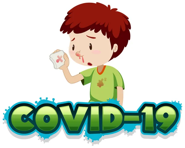 Covid Znak Šablona Chlapcem Krvavý Nos Ilustrace — Stockový vektor