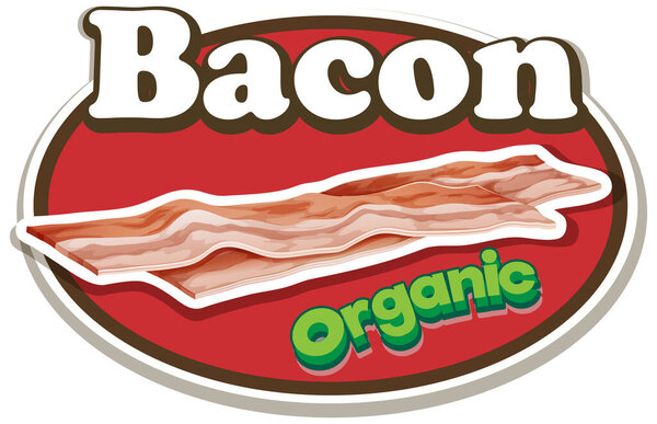 Logo design with word bacon and fresh organic bacons illustration