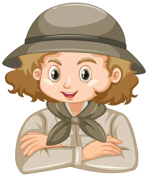 Girl Safari Outfit White Background Illustration — Stock Vector