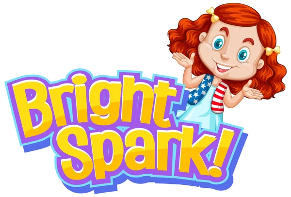 Návrh Písma Pro Word Bright Spark Cute Girl Illustration — Stockový vektor