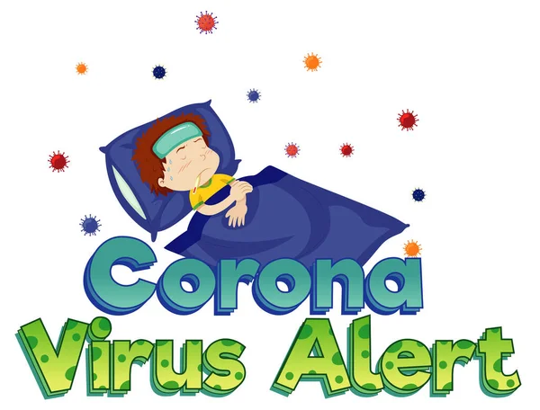Poster Design Coronavirus Theme Sick Boy Bed Illustration — Stock Vector