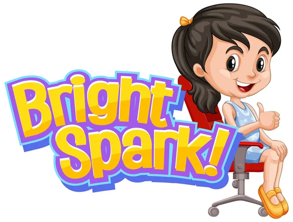 Návrh Písma Pro Word Bright Spark Cute Girl Illustration — Stockový vektor