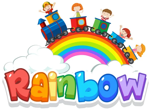 Projektowanie Czcionki Dla Word Rainbow Rainbow Sky Background Illustration — Wektor stockowy