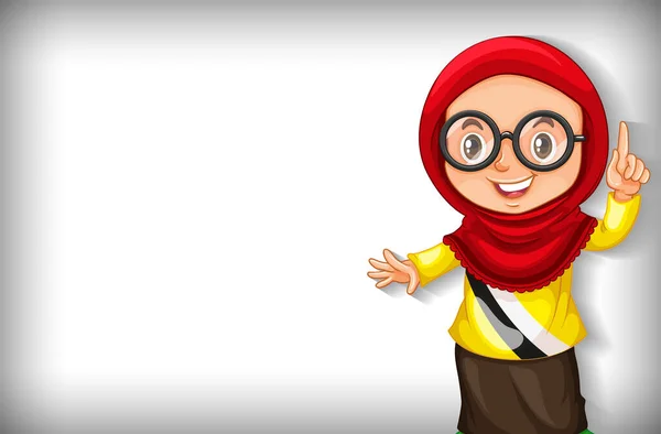 Templat Latar Belakang Dengan Dinding Warna Polos Dan Ilustrasi Gadis - Stok Vektor