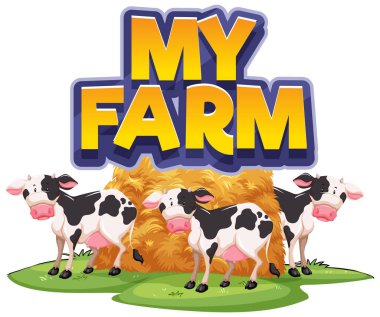 Kelimesi kelimesine font tasarımı. Çiftliğimde bir sürü inek resmi var.