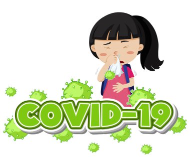 Hasta kız öksürük resimli Covid 19 tabela şablonu