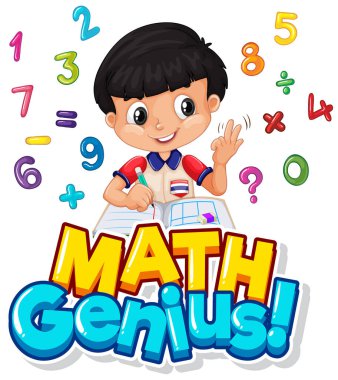 Çocuk ve sayılarla ilgili matematik dehası için yazı tipi tasarımı