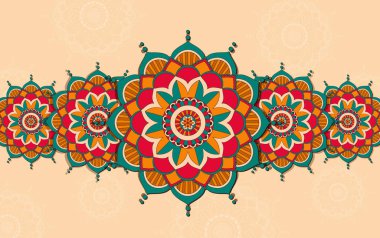 Mandala desenli arkaplan şablonu çizimi