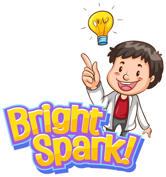 Návrh Písma Pro Word Bright Spark Happy Man Idea Illustration — Stockový vektor