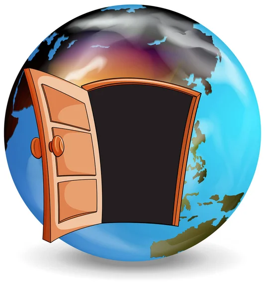 Design Plakátu Otevřenými Dveřmi Zemi Ilustrace — Stockový vektor