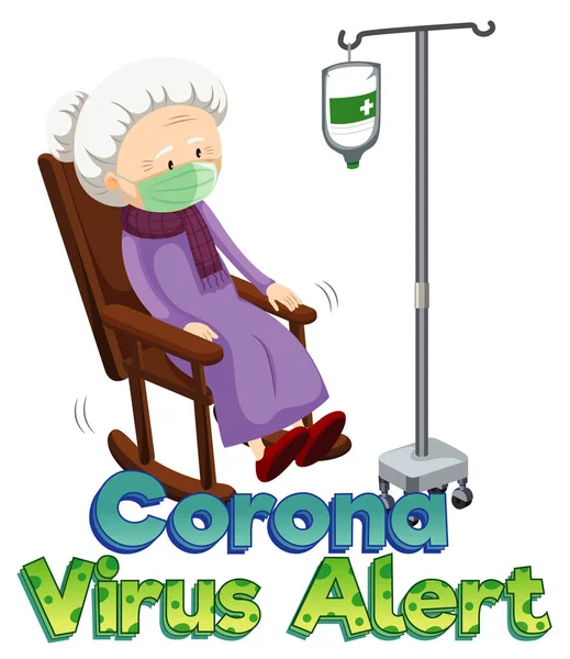 Affiche Ontwerp Voor Coronavirus Thema Met Oude Dame Stoel Illustratie — Stockvector