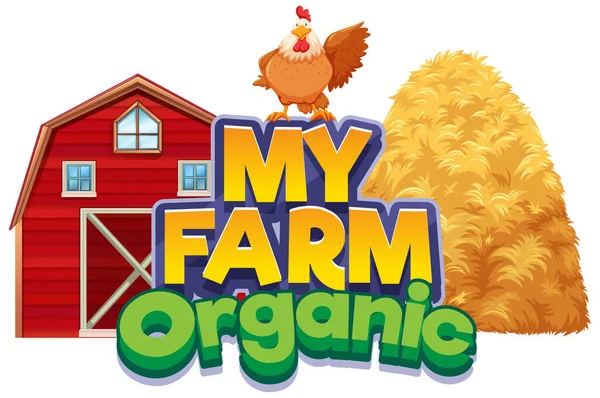 Font Design Word Farm Chicken Barn Illustration — Stock Vector