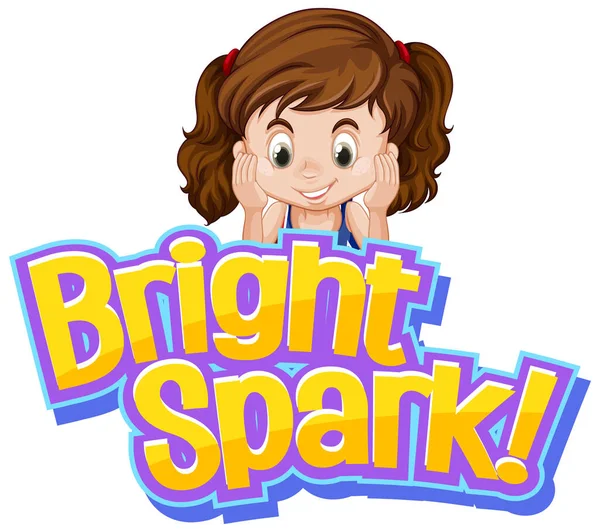 Návrh Písma Pro Word Bright Spark Cute Girl Illustration — Stockový vektor