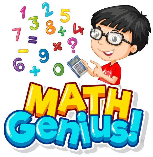 Σχεδιασμός Γραμματοσειράς Για Μαθηματική Ιδιοφυΐα Αγόρι Και Αριθμούς Εικονογράφηση — Διανυσματικό Αρχείο