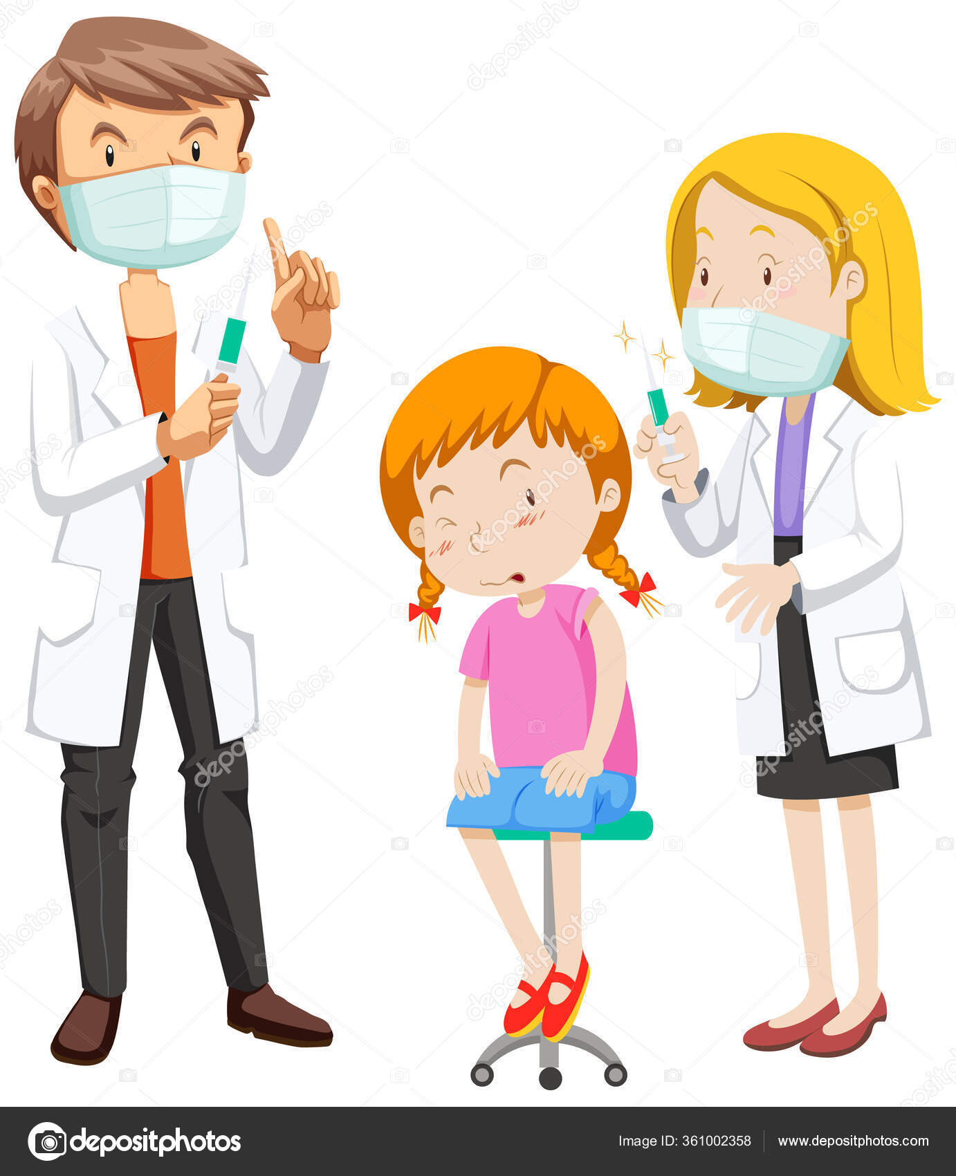 Tema Coronavirus Con Niña Enferma Recibiendo Ilustración Vacuna Vector de  stock #361002358 de ©blueringmedia, image size:1382x1700