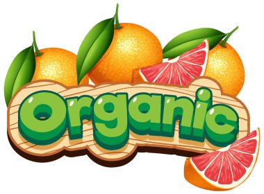 Font design for word organic with grapefruits illustration vector