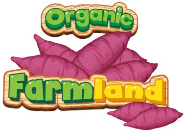 Tatlı patatesli organik tarım arazisi için yazı tipi tasarımı