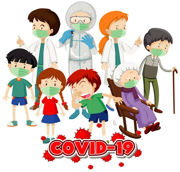 Diseño Póster Para Tema Coronavirus Con Muchas Personas Enfermas Ilustración — Vector de stock