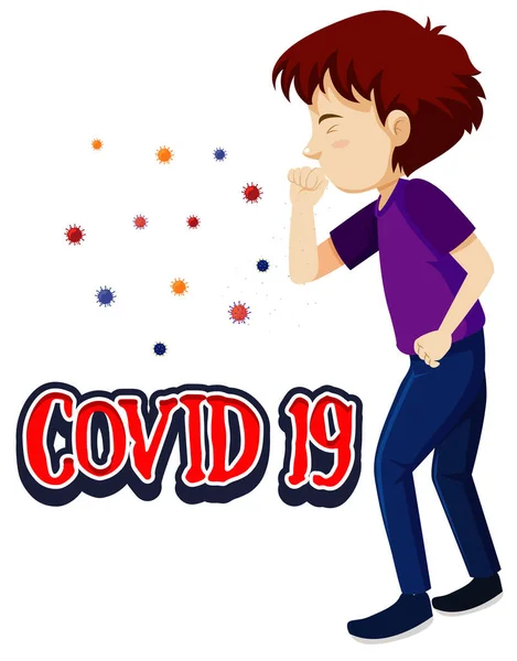 Projeto Cartaz Para Tema Coronavírus Com Homem Tosse Ilustração — Vetor de Stock
