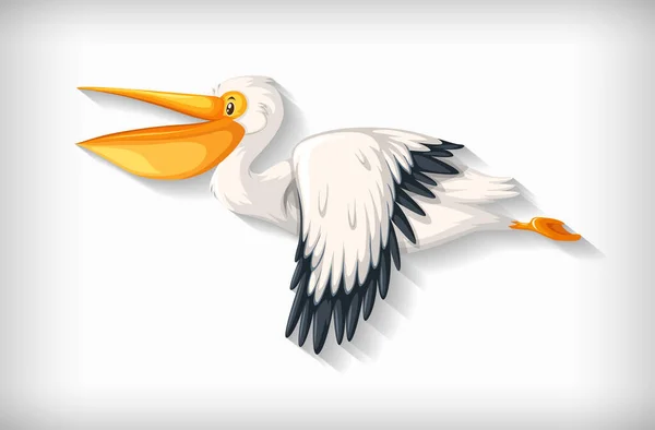 Pélican Oiseau Volant Sur Fond Blanc Illustration — Image vectorielle