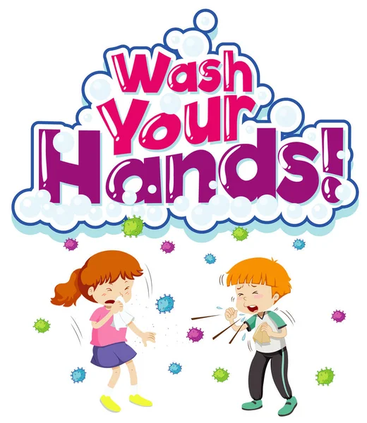 Poster Design Coronavirus Theme Word Wash Your Hands Illustration — Stock Vector