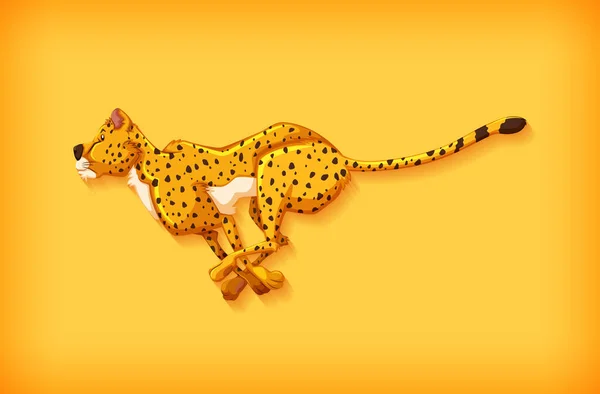 Background Template Design Plain Color Cheetah Running Illustration — Stock Vector
