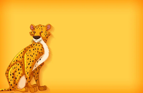 Background Template Design Plain Color Cheetah Sitting Illustration — Stock Vector