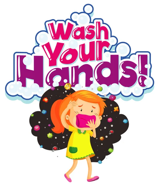 Poster Design Coronavirus Theme Word Wash Your Hands Illustration — Stock Vector