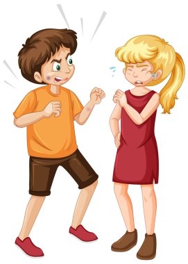 İnsanların resimle savaştığı aile içi şiddet sahnesi