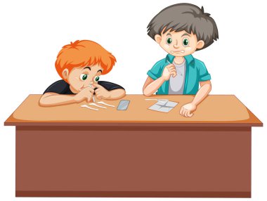 Beyaz arka planda uyuşturucu kullanan iki çocuk