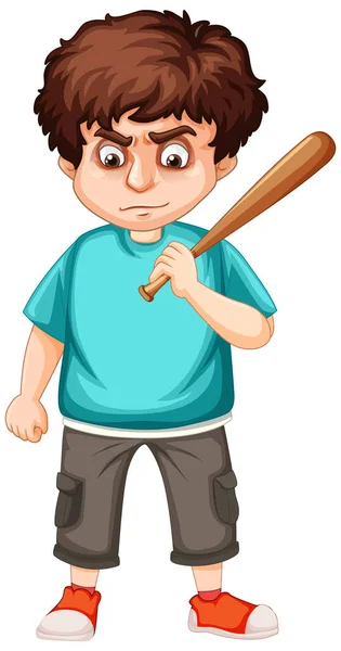 Wütender Mann Holidng Baseballschläger Auf Weißem Hintergrund Illustration — Stockvektor