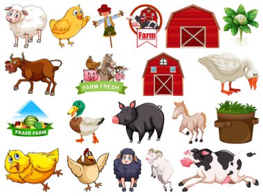 Çiftlik elementi çizimi kümesi