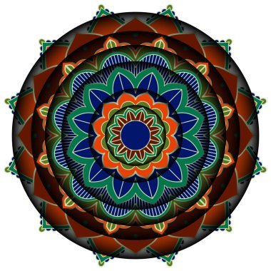 Beyaz arkaplan illüstrasyonunda mandala desen tasarımı