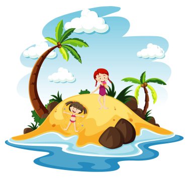 Sahilde eğlenen insanların olduğu okyanus sahnesi.