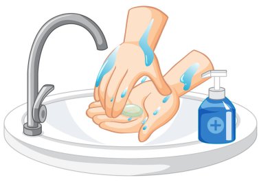 Hand cleaning on white background illustration clipart
