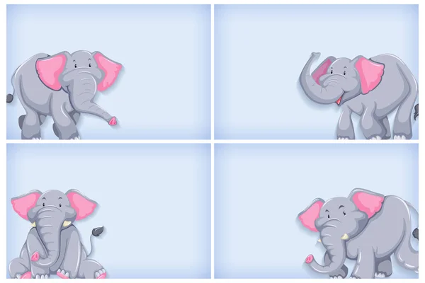 Hintergrundvorlagen Design Mit Einfarbiger Und Elefanten Illustration — Stockvektor