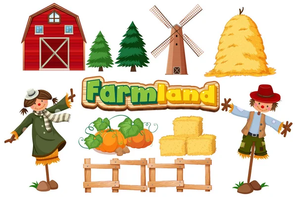 Set Von Landwirtschaftlichen Produkten Auf Weißem Hintergrund Illustration — Stockvektor