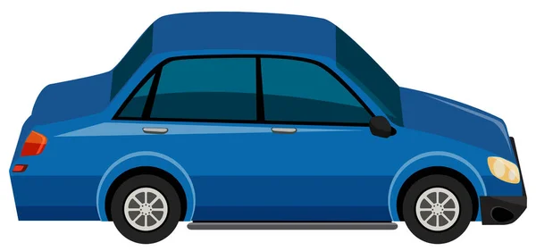 白色背景图上的一辆蓝色轿车 — 图库矢量图片