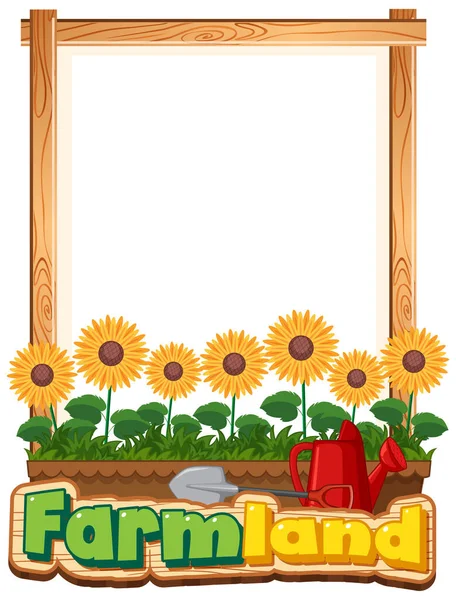 Border Template Design Sunflowers Garden Illustration — Stock Vector