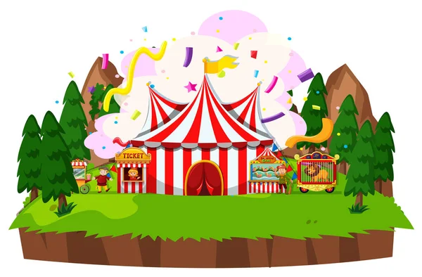 Scene Circus Tent Animals Park Illustration — Stock Vector