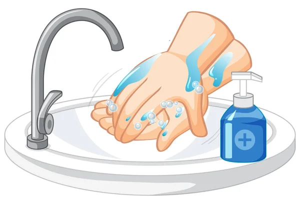 白底图解上的洗手 — 图库矢量图片