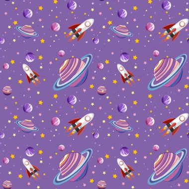 Renkli galaksi uzayı ve gezegenler kusursuz illüstrasyon