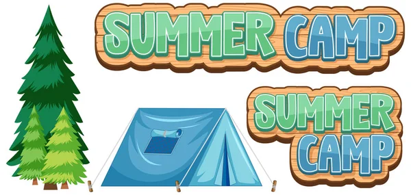 Diseño Fuente Para Palabra Campamento Verano Sobre Fondo Blanco Ilustración — Vector de stock