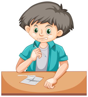 Genç çocuk beyaz arka planda uyuşturucu kullanıyor.